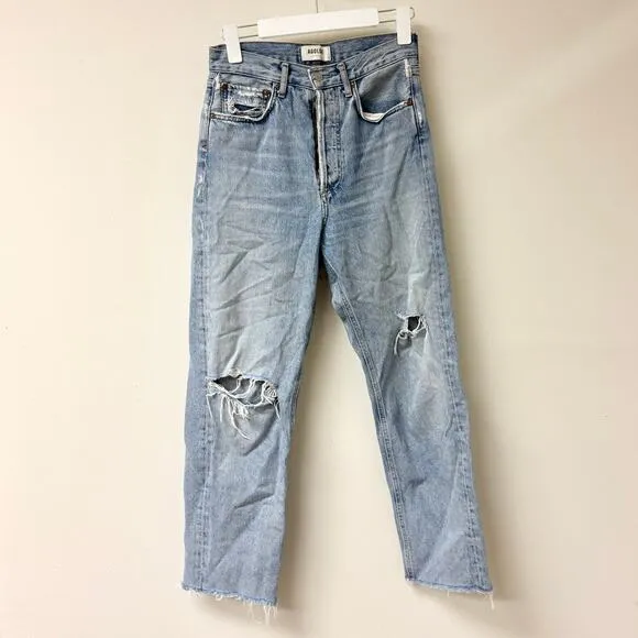 Agolde 90's Mid Rise Loose Fit Straight Leg Denim Jeans Captured Women's Size 24