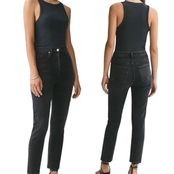 AGOLDE Riley Black Pepper Wash Straight Crop Leg Jeans 27‎