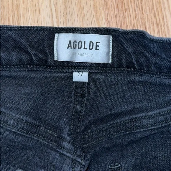 AGOLDE Riley Black Pepper Wash Straight Crop Leg Jeans 27‎
