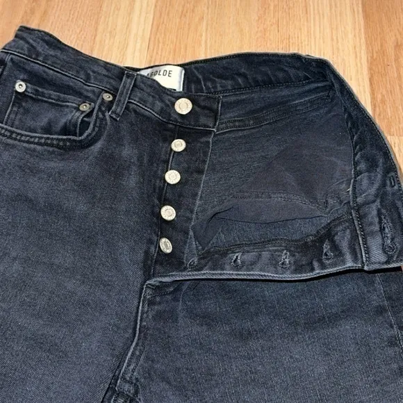 AGOLDE Riley Black Pepper Wash Straight Crop Leg Jeans 27‎