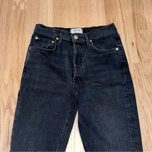 AGOLDE Riley Black Pepper Wash Straight Crop Leg Jeans 27‎