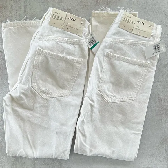 AGOLDE Riley Crop Distressed Jeans in Slant, NWT