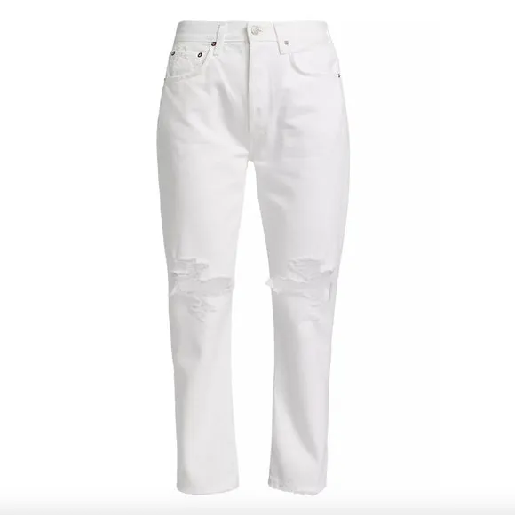 AGOLDE Riley Crop Distressed Jeans in Slant, NWT