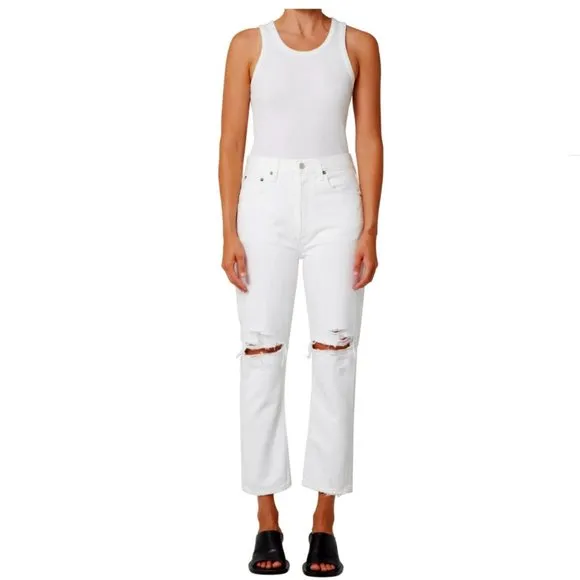 AGOLDE Riley Crop Distressed Jeans in Slant, NWT