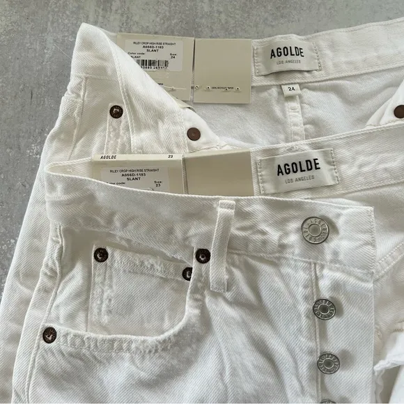 AGOLDE Riley Crop Distressed Jeans in Slant, NWT