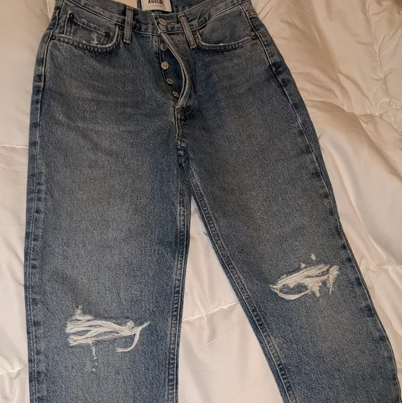 Agolde Riley Crop High-Rise Straight Jeans Escalate Size 24 BNWT $198
