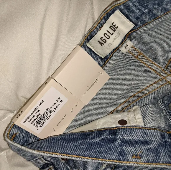 Agolde Riley Crop High-Rise Straight Jeans Escalate Size 24 BNWT $198