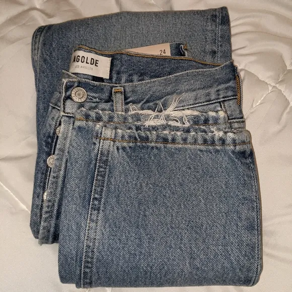 Agolde Riley Crop High-Rise Straight Jeans Escalate Size 24 BNWT $198
