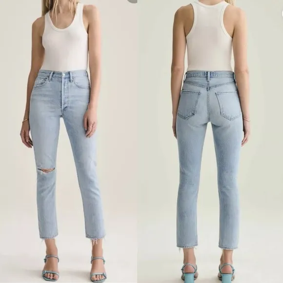 Agolde | Riley High Rise Straight Crop in Shatter Light Blue 29