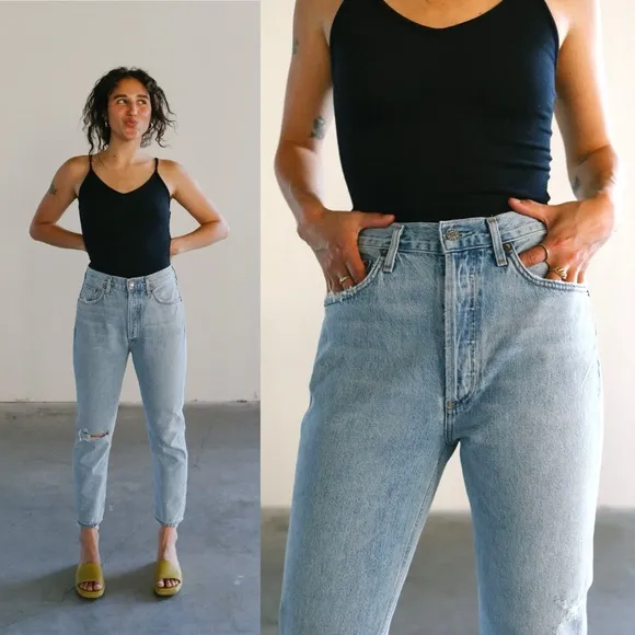 Agolde | Riley High Rise Straight Crop in Shatter Light Blue 29