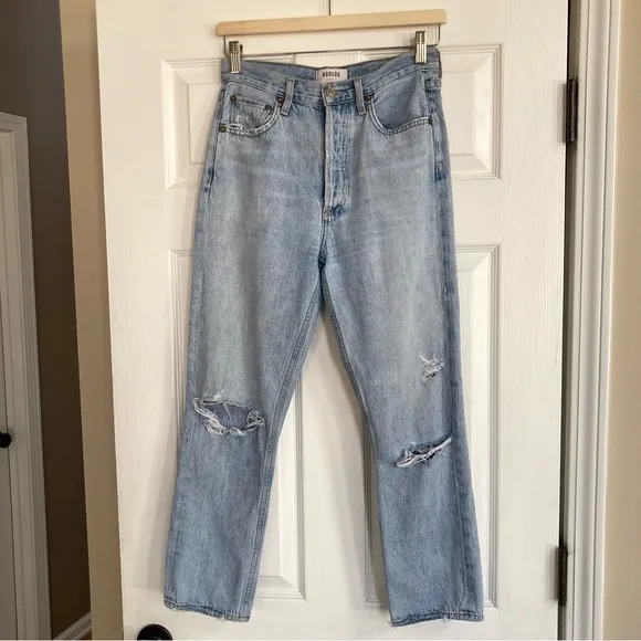 Agolde Riley High Rise Straight Crop Jeans in Shatter, Size 25, EUC