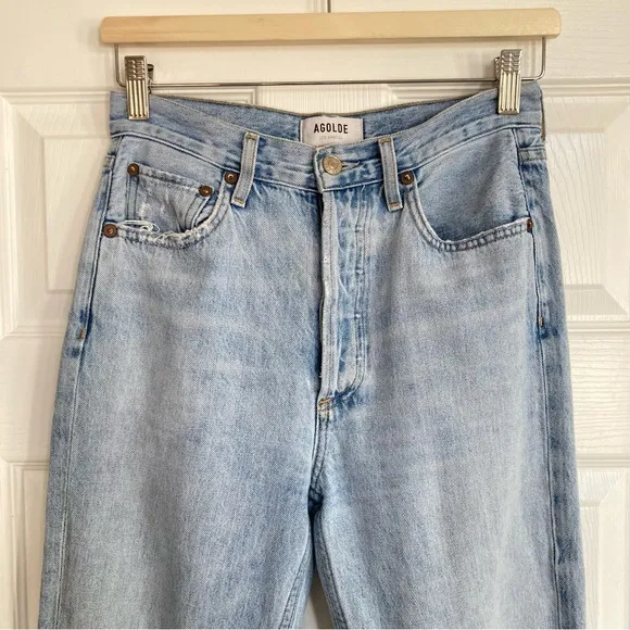 Agolde Riley High Rise Straight Crop Jeans in Shatter, Size 25, EUC