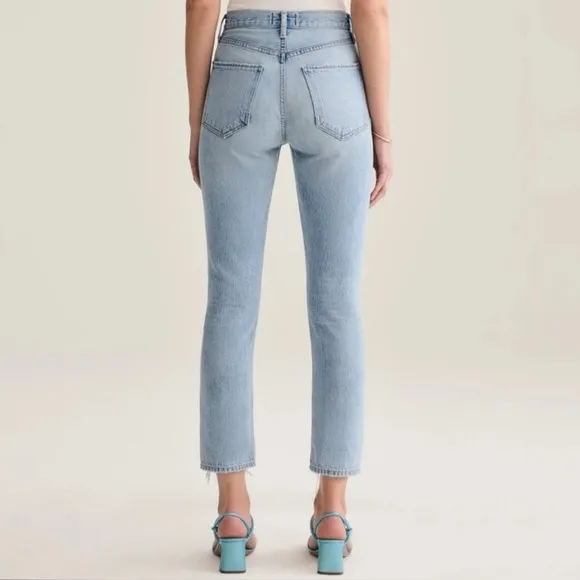 Agolde Riley High Rise Straight Crop Jeans in Shatter, Size 25, EUC