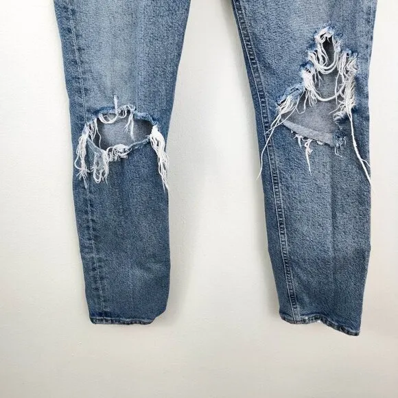 Agolde Riley High Rise Straight Crop Jeans in Whiplash Medium Blue 24