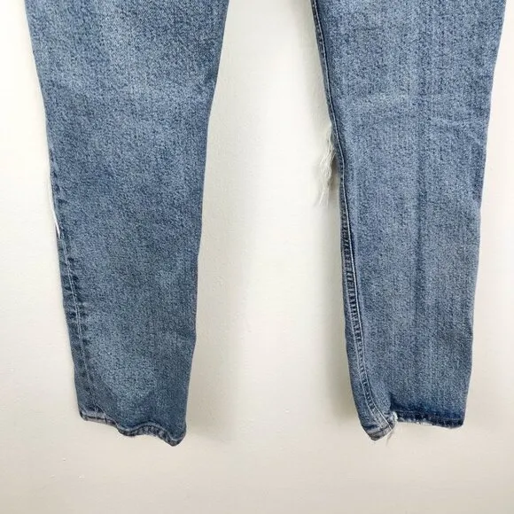 Agolde Riley High Rise Straight Crop Jeans in Whiplash Medium Blue 24
