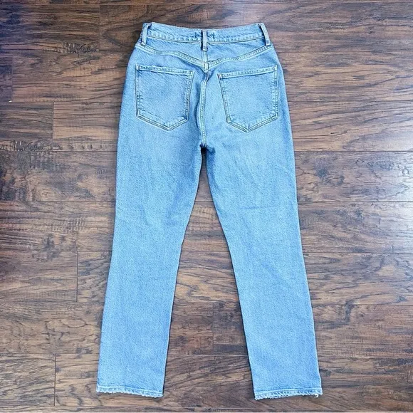 AGOLDE • Riley High Rise Straight Jean in Whiplash ankle distressed button fly