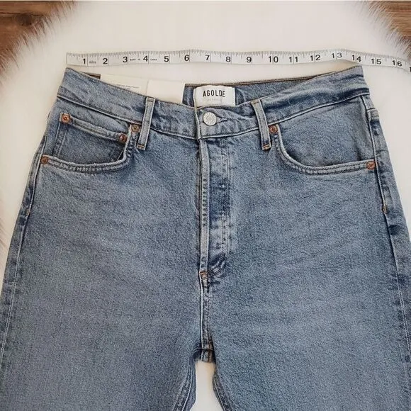 Agolde Riley High Rise Straight Leg Crop Denim Jeans In Whiplash NWT
