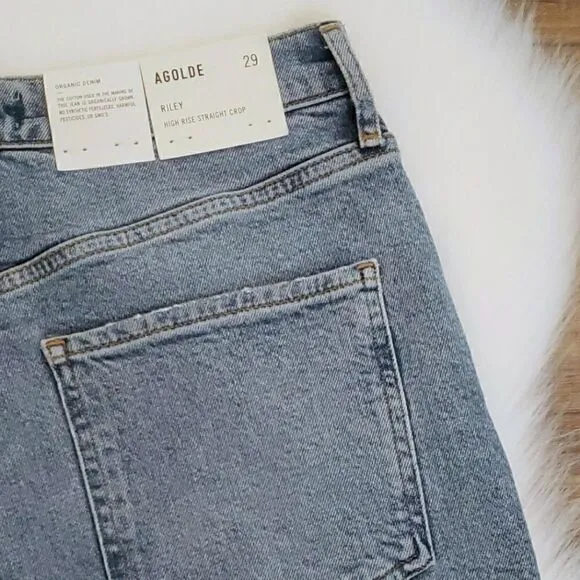 Agolde Riley High Rise Straight Leg Crop Denim Jeans In Whiplash NWT