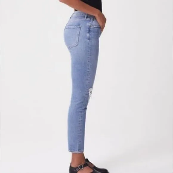 Agolde Riley High Rise Straight Leg Crop Denim Jeans In Whiplash NWT