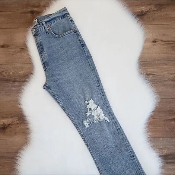 Agolde Riley High Rise Straight Leg Crop Denim Jeans In Whiplash NWT
