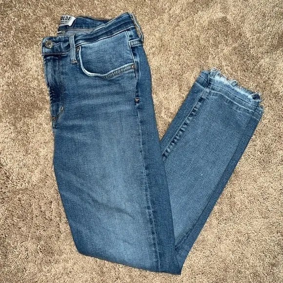 Agolde Sophie High Rise Skinny Crop Jeans Raw Hem Size 28