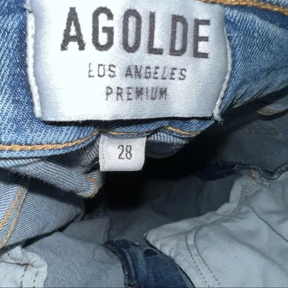 Agolde Sophie High Rise Skinny Crop Jeans Raw Hem Size 28