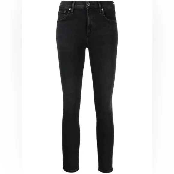 AGOLDE Sophie Low-Rise Skinny Jeans - Smoky Black - Size 27 - Pristine
