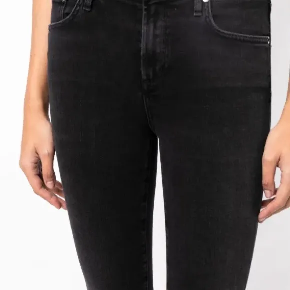 AGOLDE Sophie Low-Rise Skinny Jeans - Smoky Black - Size 27 - Pristine