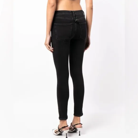 AGOLDE Sophie Low-Rise Skinny Jeans - Smoky Black - Size 27 - Pristine