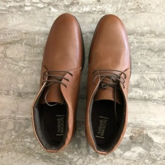 Aiden &amp; Mason Chukka Boots Lace-Up Leather Brown Tan Men's Size 10 New in Box