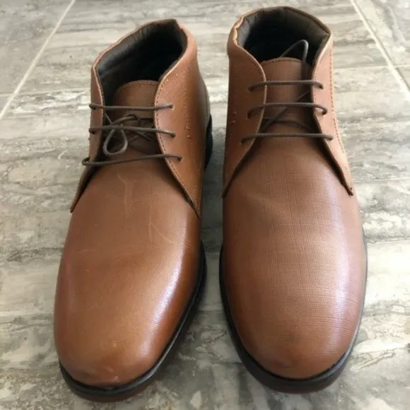 Aiden &amp; Mason Chukka Boots Lace-Up Leather Brown Tan Men's Size 10 New in Box