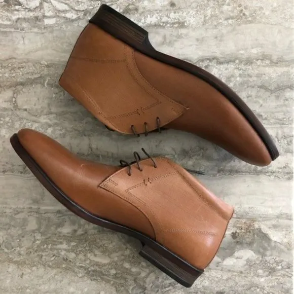 Aiden &amp; Mason Chukka Boots Lace-Up Leather Brown Tan Men's Size 10 New in Box