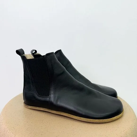 Aintap Anya’s Shop Black Barefoot Minimalist Leather Chelsea Boots