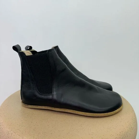 Aintap Anya’s Shop Black Barefoot Minimalist Leather Chelsea Boots