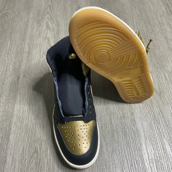Air Jordan 1 Retro Hi OG Black Gold Mens Shoe Size 8 Gold DZ5485-071 NWT