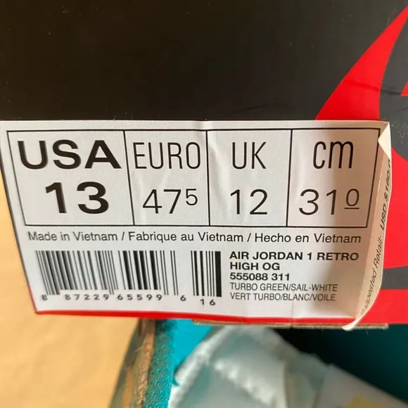 Air Jordan 1 Retro High OG- Turbo Green/Sail White