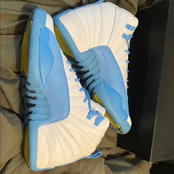 Air Jordan 12 Retro White and Blue Sneakers