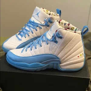 Air Jordan 12 Retro White and Blue Sneakers