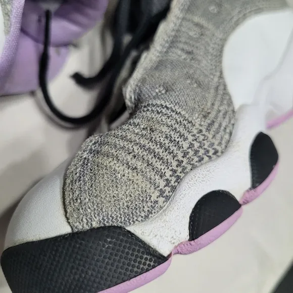 Air Jordan 13 Retro PS Houndstooth Black And Lilac White Sneakers Kids Size 1.5Y