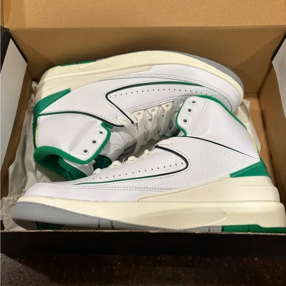 Air Jordan 2 Retro GS White and Green Sneakers