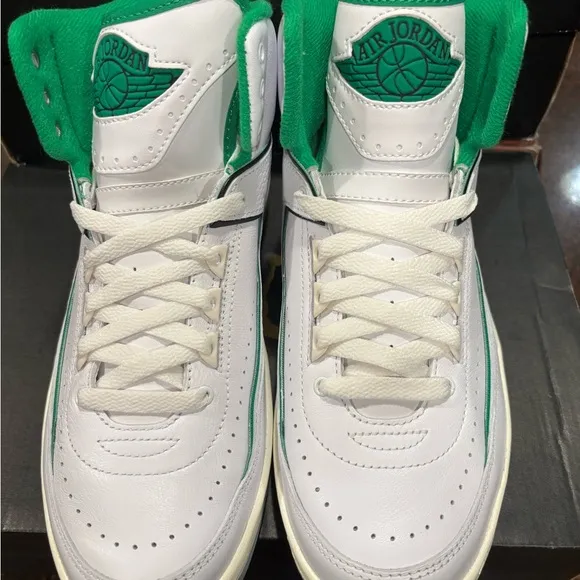 Air Jordan 2 Retro GS White and Green Sneakers