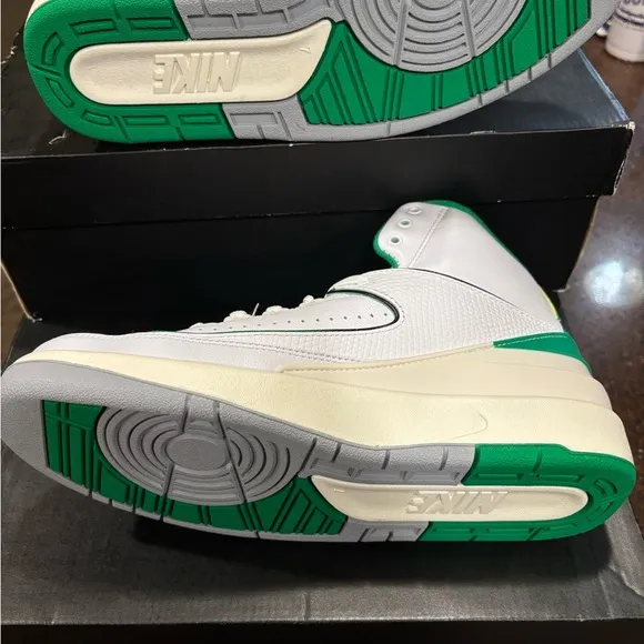 Air Jordan 2 Retro GS White and Green Sneakers