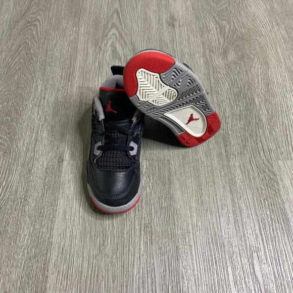 Air Jordan 4 Retro Bred Reimagined TD Shoe Size 10c Black BQ7670-006 Preowned