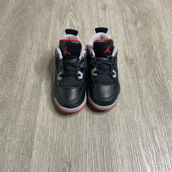 Air Jordan 4 Retro Bred Reimagined TD Shoe Size 10c Black BQ7670-006 Preowned