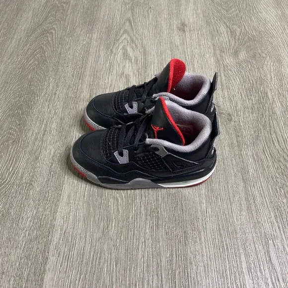 Air Jordan 4 Retro Bred Reimagined TD Shoe Size 10c Black BQ7670-006 Preowned