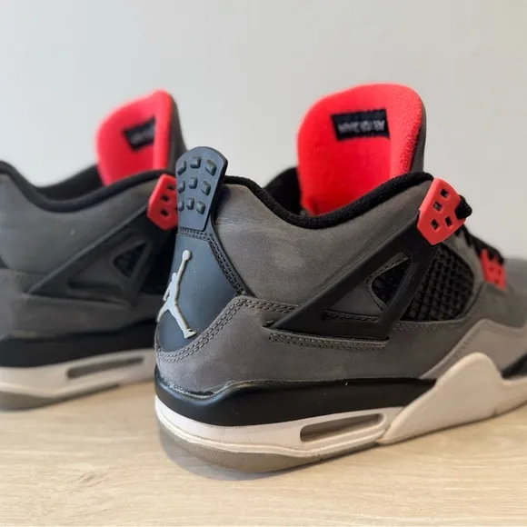 Air Jordan 4 Retro Gray and Red Sneakers