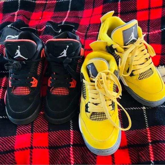 Air Jordan 4 Retro Mid Lightening &amp; Retro Red Thunder, Size 5y