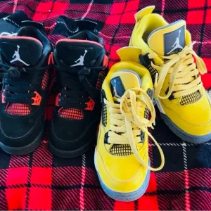 Air Jordan 4 Retro Mid Lightening &amp; Retro Red Thunder, Size 5y