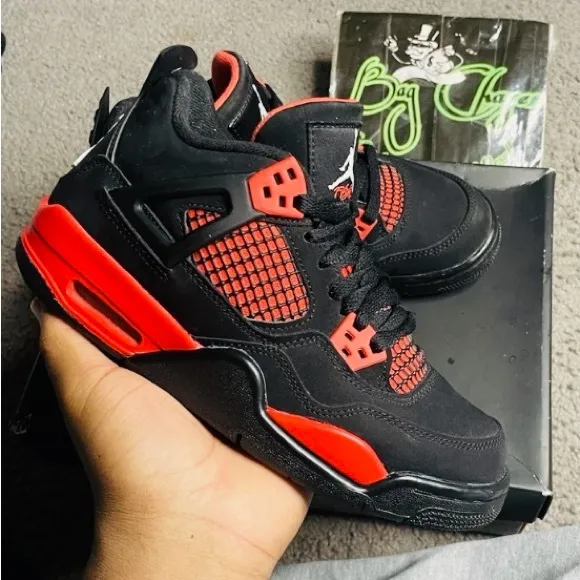 Air Jordan 4 Retro Mid Lightening &amp; Retro Red Thunder, Size 5y