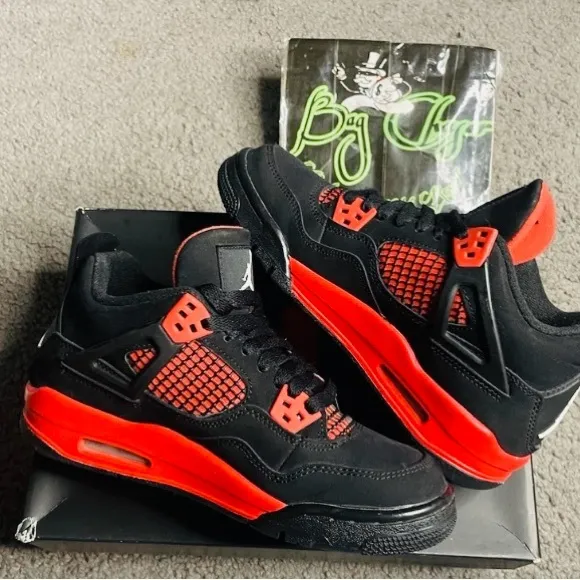 Air Jordan 4 Retro Mid Lightening &amp; Retro Red Thunder, Size 5y